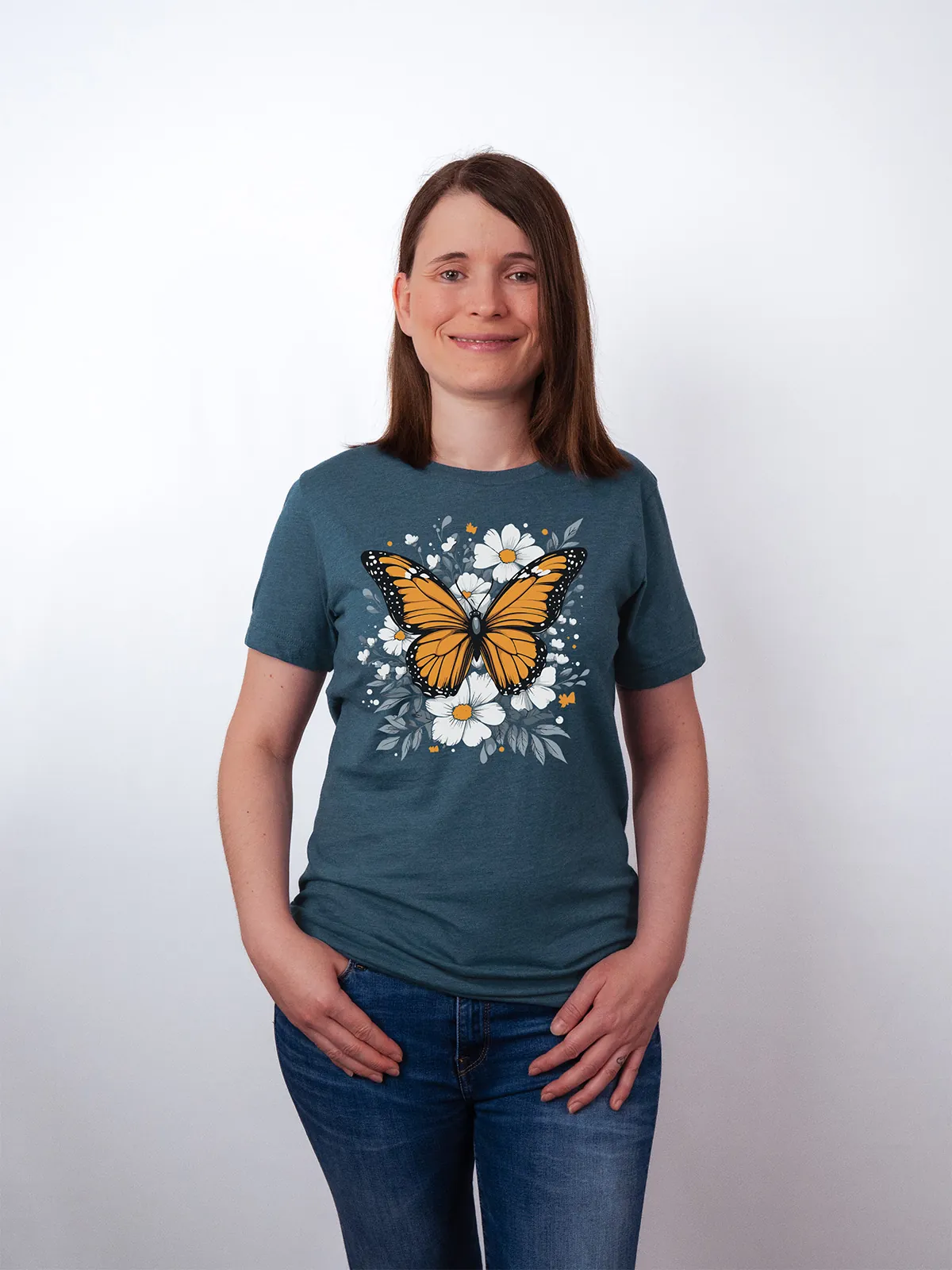 Monarch Bluete T-Shirt Heather Deep Teal - Fruehling ShiftOutfit