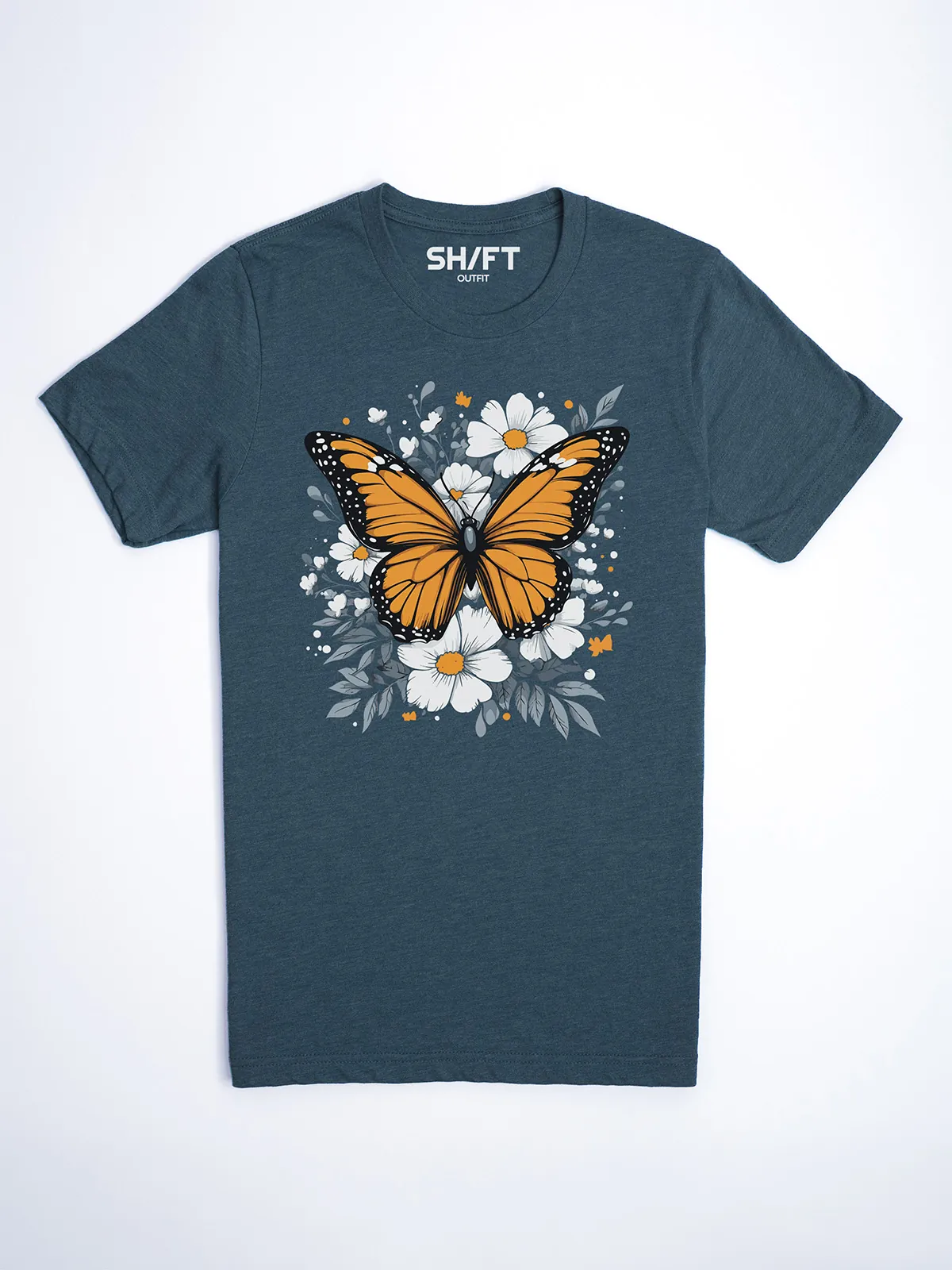Monarch Bluete T-Shirt Heather Deep Teal - Fruehling mit ShiftOutfit
