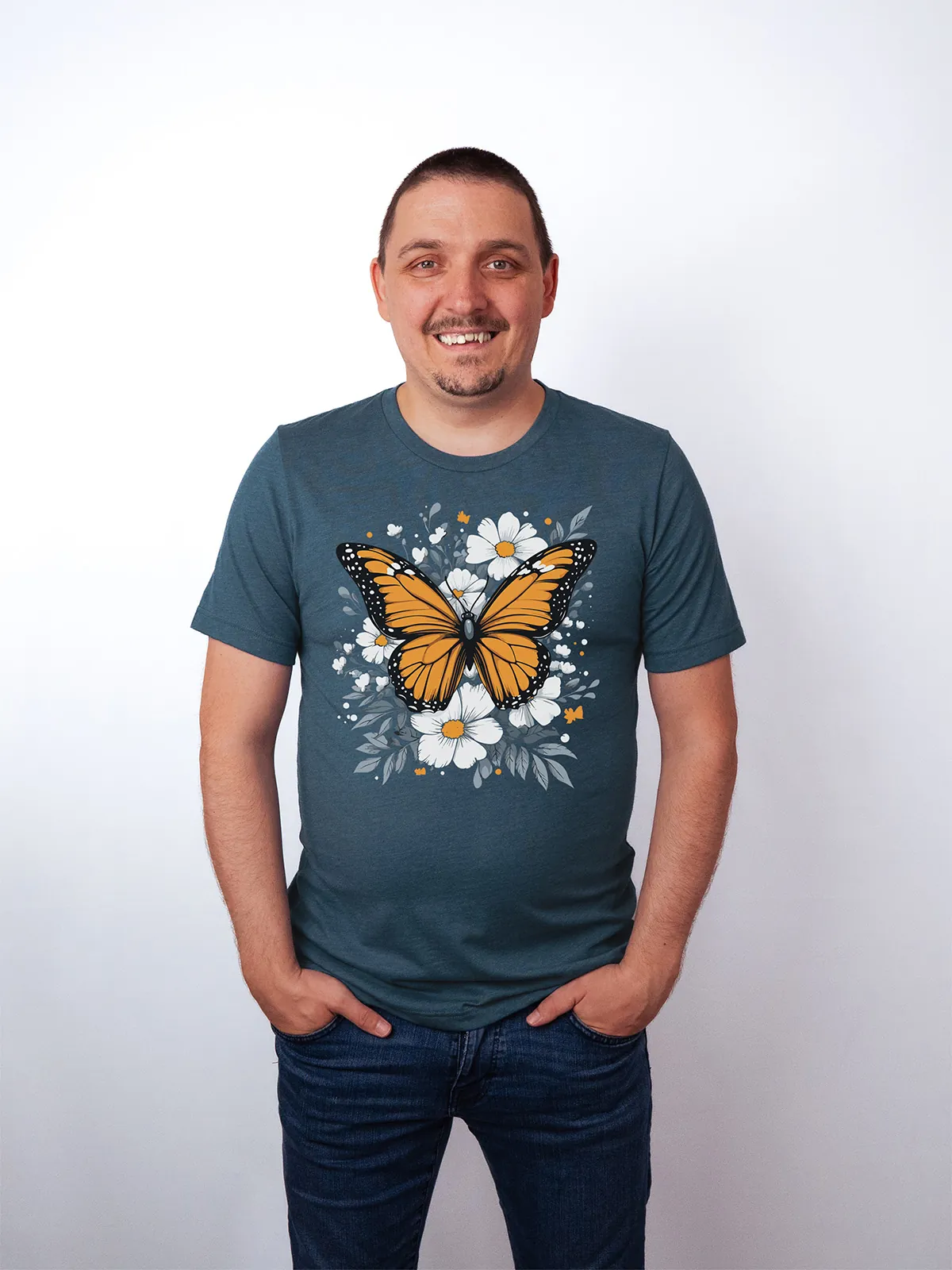 Monarch Bluete T-Shirt Heather Deep Teal - Fruehling Kollektion