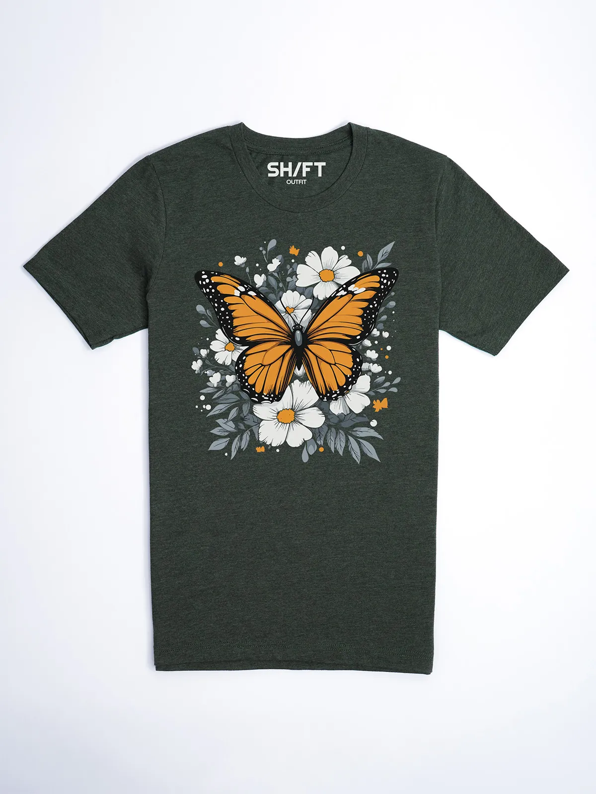 Monarch Bluete T-Shirt Heather Forest - Fruehling ShiftOutfit