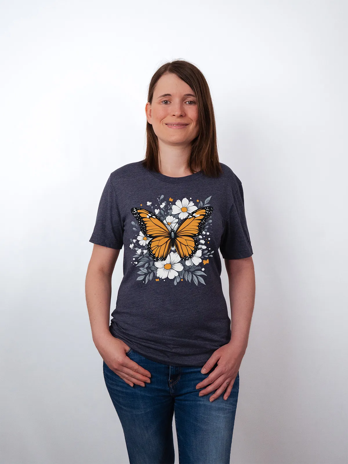Monarch Bluete T-Shirt Heather Midnight Navy - Fruehling Kollektion
