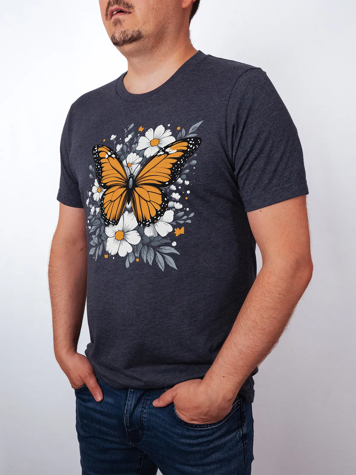 Monarch Bluete Heather Midnight Navy T-Shirt - Fruehlingsmode