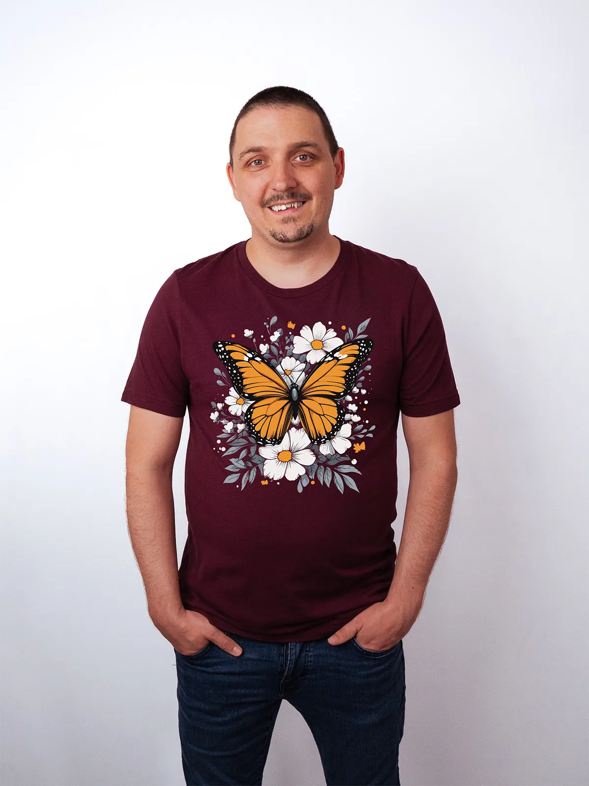 Monarch Bluete T-Shirt Maroon - Fruehling ShiftOutfit