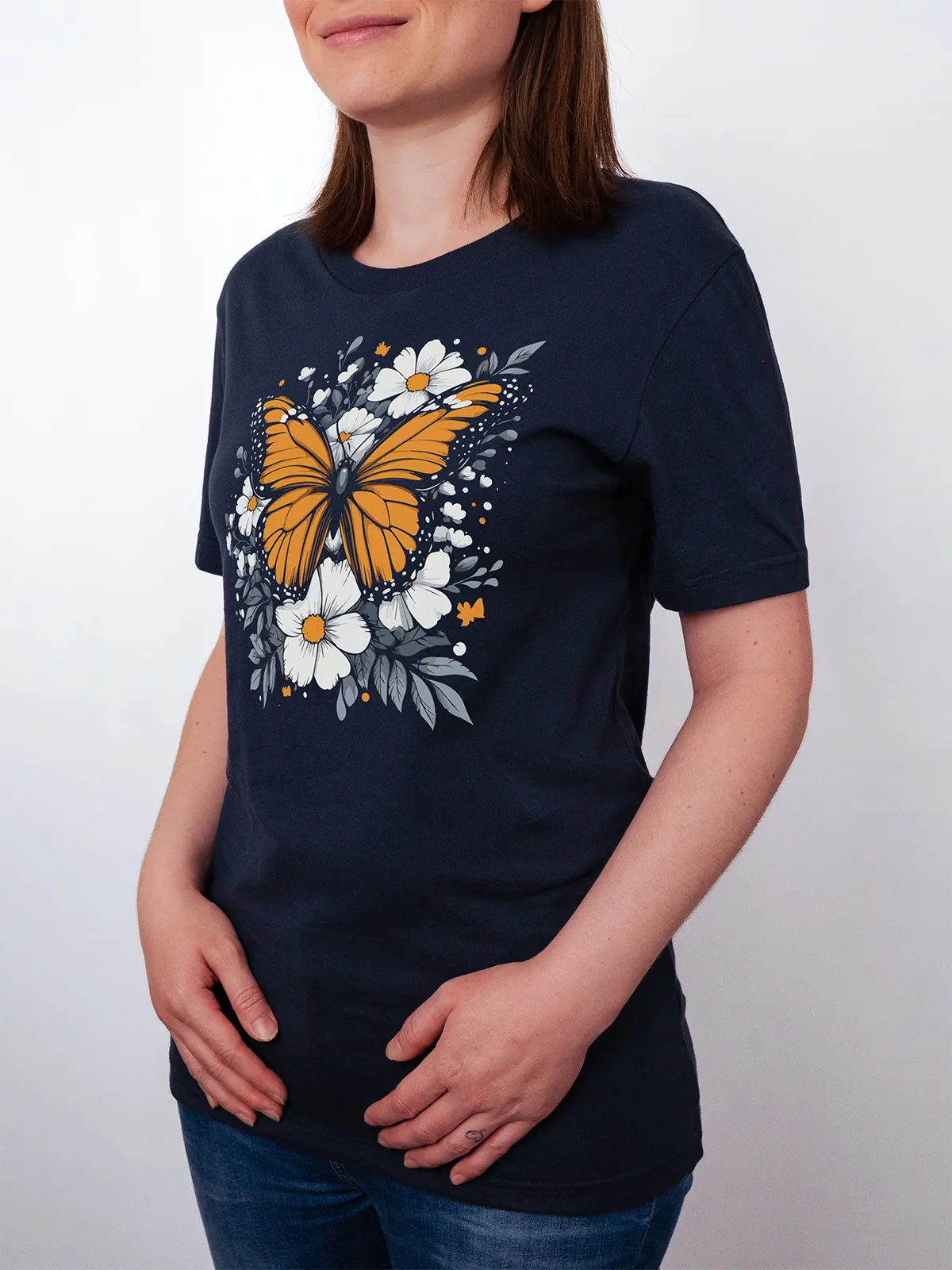 Monarch Bluete T-Shirt Navy - Fruehling Kollektion