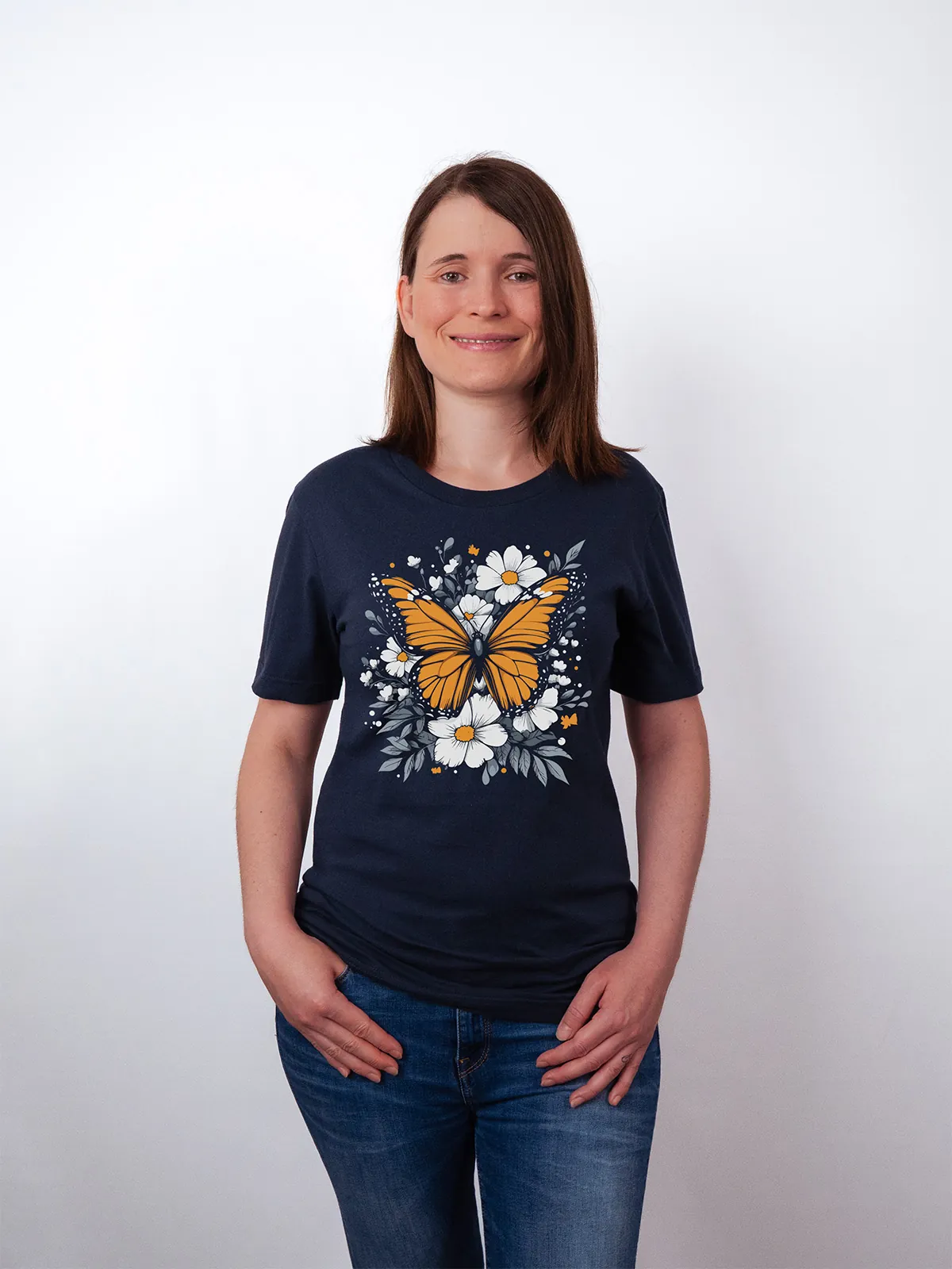 Monarch Bluete T-Shirt Navy - Fruehling ShiftOutfit