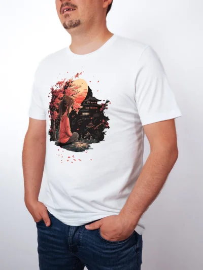 Mondbeglaenztes Refugium T-Shirt in White, getragen von einem Herren Model, in der Ansicht von seite.