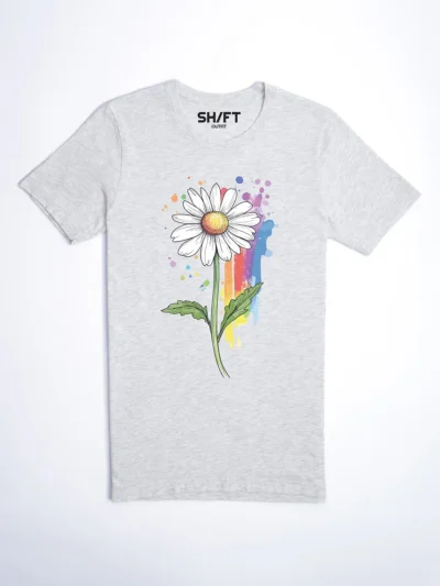Regenbogen Gaensebluemchen T-Shirt Ash - Fruehling mit ShiftOutfit