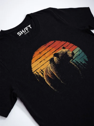 Retro Baer T-Shirt Black Heather - Fruehling mit ShiftOutfit