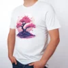 Sakura Blueten T-Shirt in White, getragen von einem Herren Model, in der Ansicht von seite.