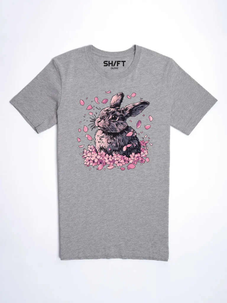 Sakura Hase T-Shirt in Athletic Heather, Hauptansicht.