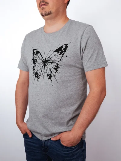 Schmetterling Spritzer T-Shirt Athletic Heather - Fruehling ShiftOutfit