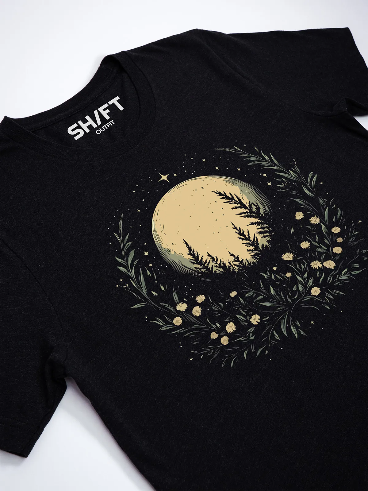 Sternbeglaenzte Felder T-Shirt Black Heather - Fruehling ShiftOutfit