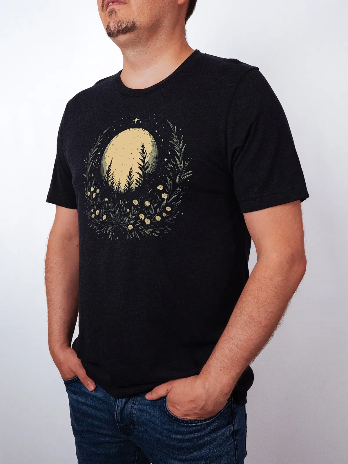 Sternbeglaenzte Felder T-Shirt Black Heather - Fruehling Kollektion