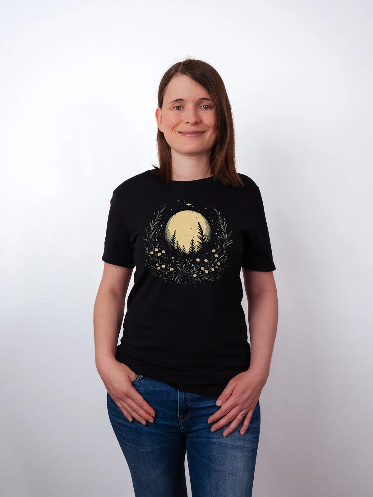 Sternbeglaenzte Felder Black T-Shirt - Fruehlingsmode