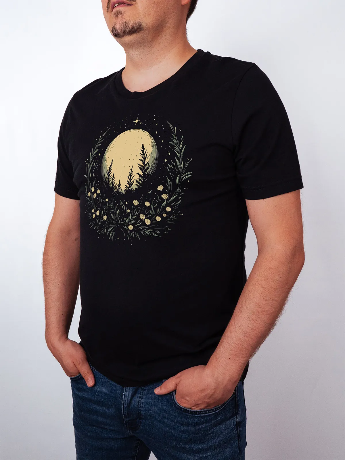 Sternbeglaenzte Felder Black T-Shirt - Fruehlingsmode