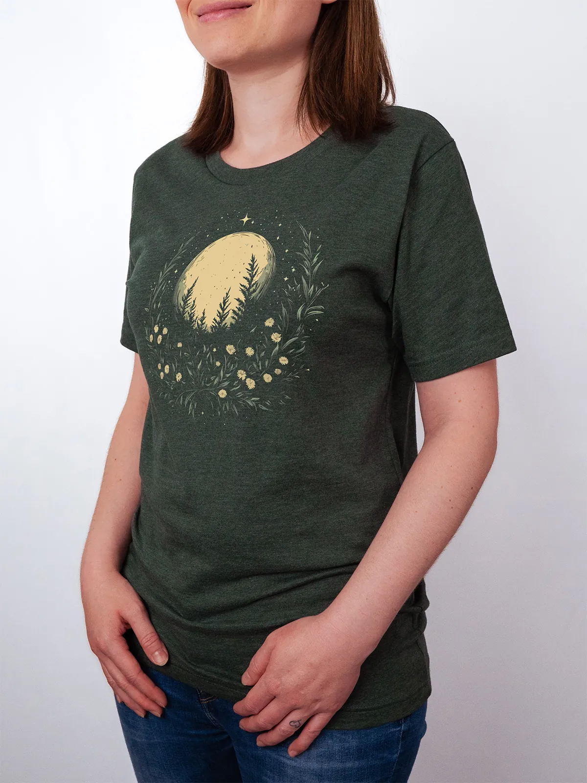 Sternbeglaenzte Felder T-Shirt Heather Forest - Fruehling ShiftOutfit