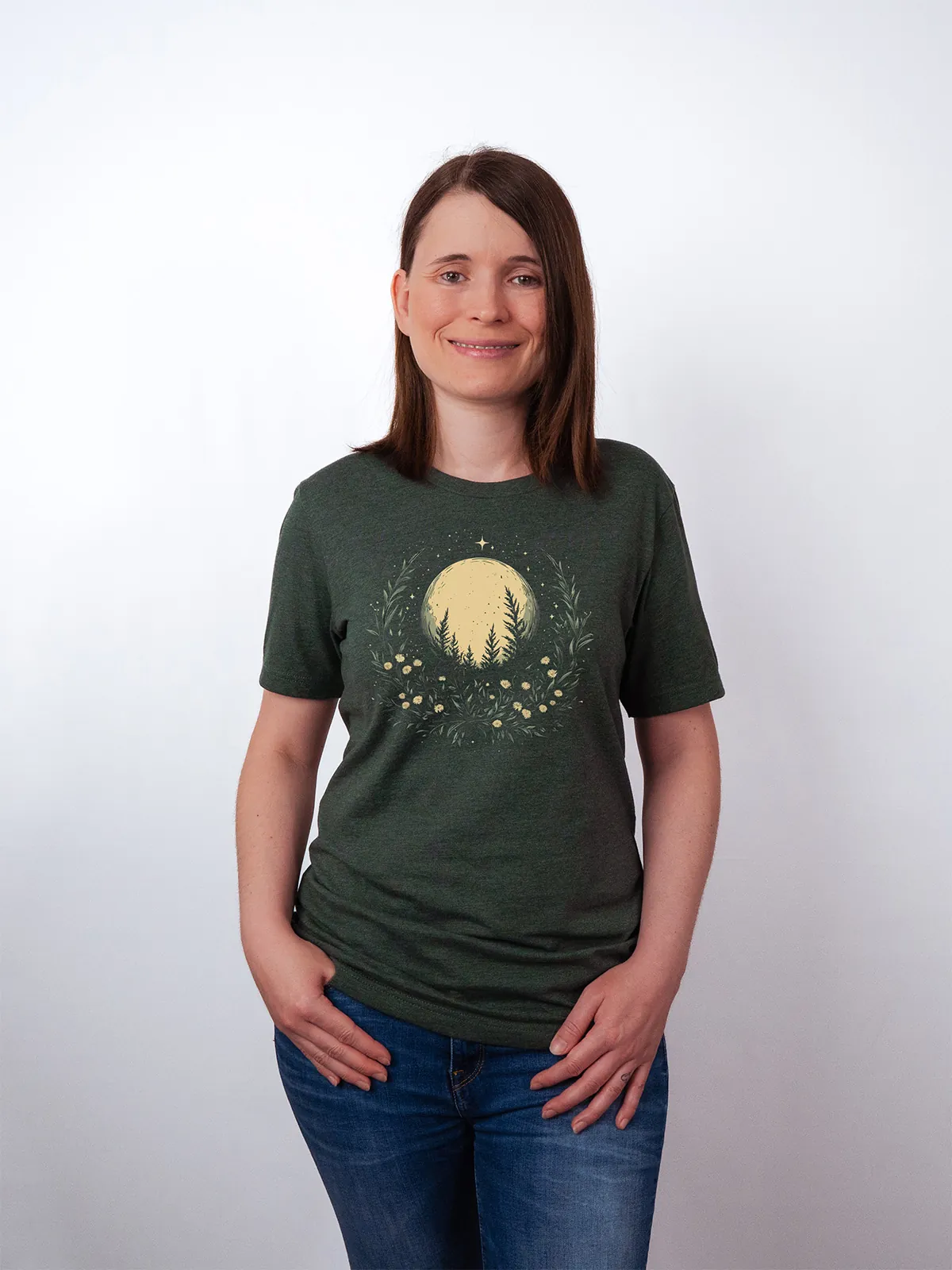 Sternbeglaenzte Felder T-Shirt Heather Forest - Fruehling mit ShiftOutfit