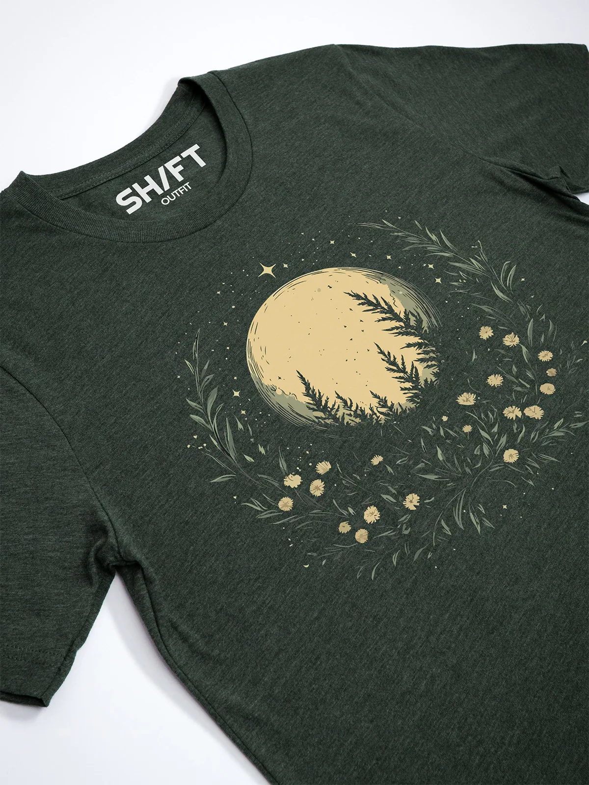 Sternbeglaenzte Felder T-Shirt Heather Forest - Fruehling ShiftOutfit