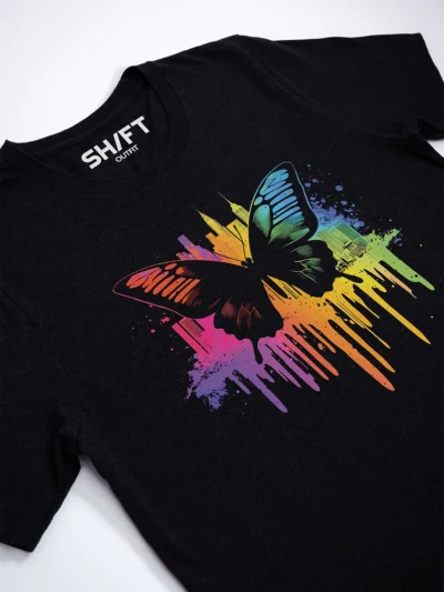 Urban Schmetterling T-Shirt Black Heather - Fruehling mit ShiftOutfit