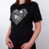 Wildblumen Herz Black T-Shirt - Fruehlingsmode