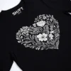 Wildblumen Herz T-Shirt Black - Fruehling Kollektion