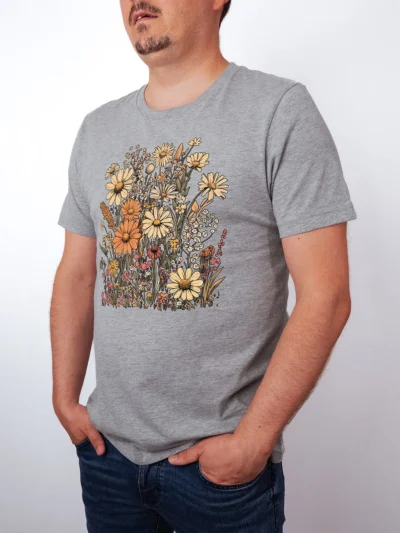 Wildblumen Wiese T-Shirt Athletic Heather - Fruehling Kollektion