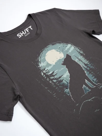 Wolf Mondlicht T-Shirt Asphalt - Fruehling mit ShiftOutfit