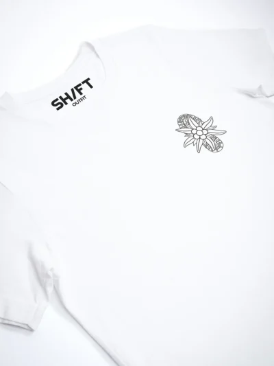 Edelweisspfad White T Shirt Druck Detail Shiftoutfit